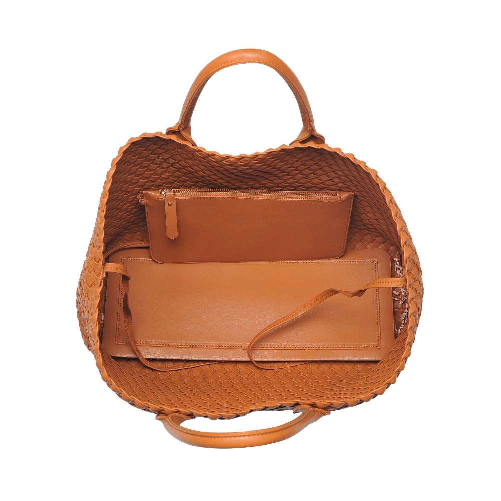 Tan Ithaca Woven Vegan Leather Tote