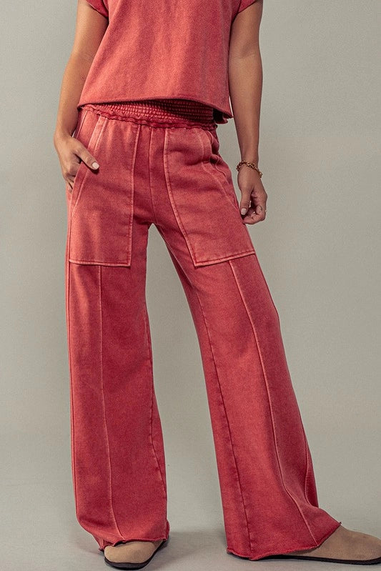 Tomato Cream Classic Mineral Washed Paneled Pants