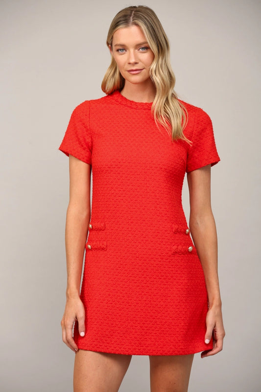 Jackie O Red Tweed Dress