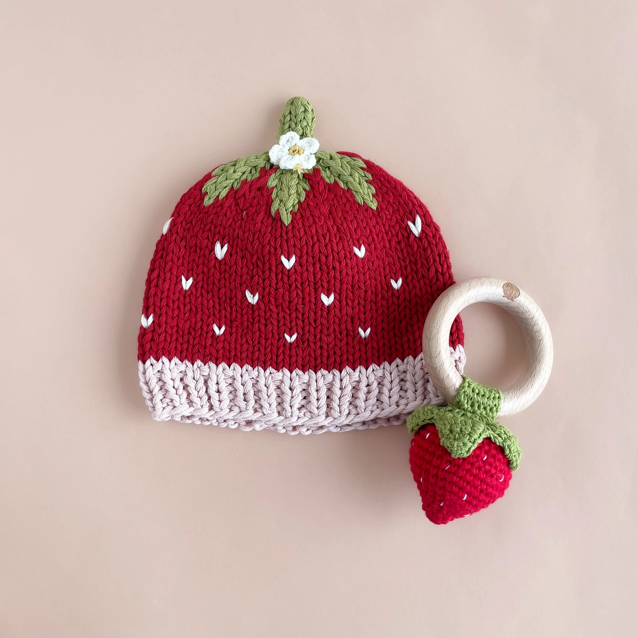 Crocheted Strawberry Baby Beanie