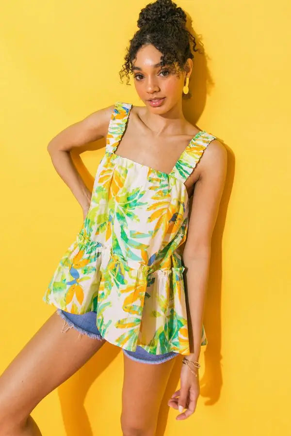 Island Queen Tropical Wide Strap Tank Top