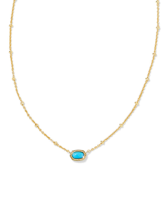 Kendra Scott Mini Elisa Satellite Short Pendant Necklace in Gold Turquoise Magnesite