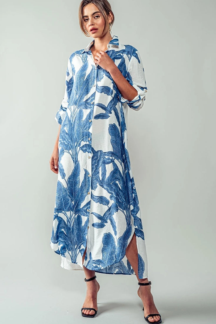 Blue & White Palm Dress