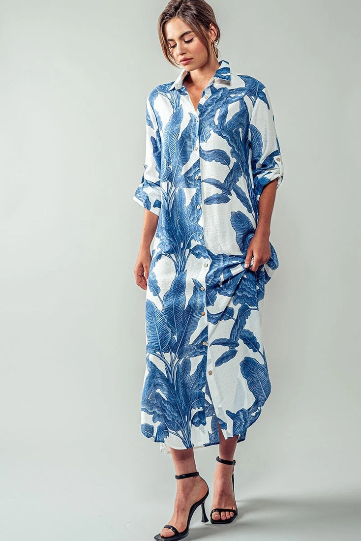 Blue & White Palm Dress