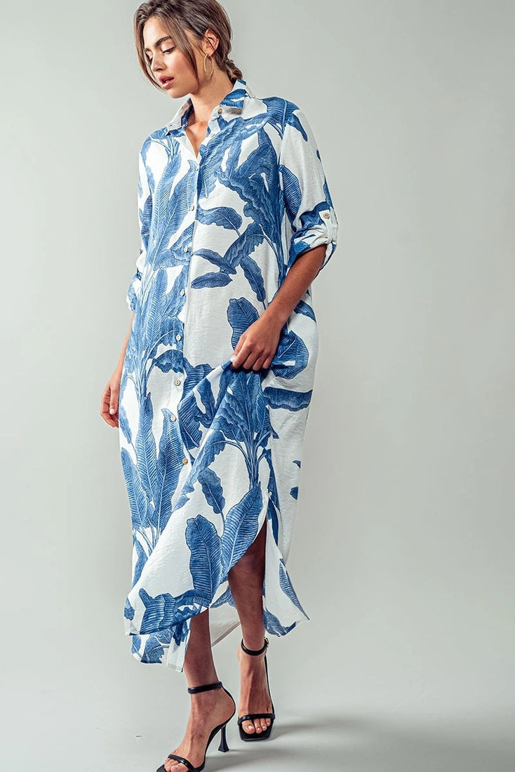 Blue & White Palm Dress