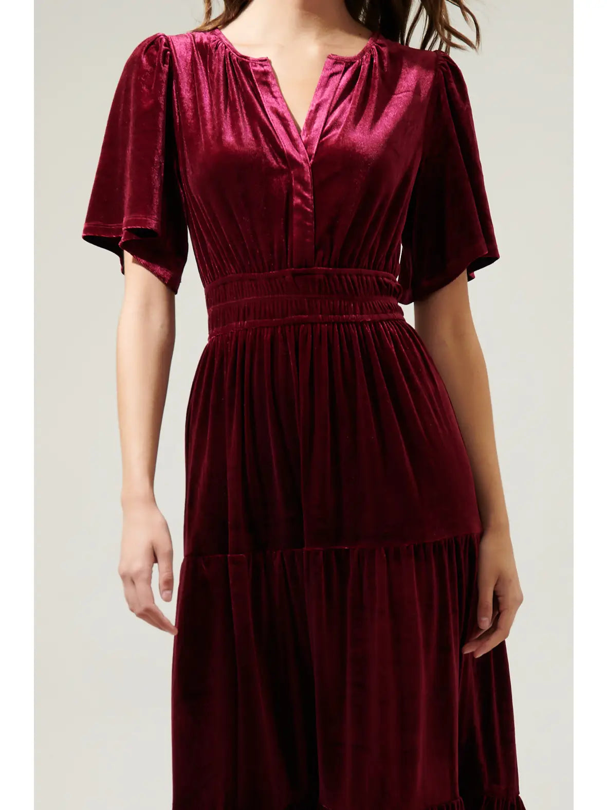 Velvet Tiered Maxi Debbie Dress