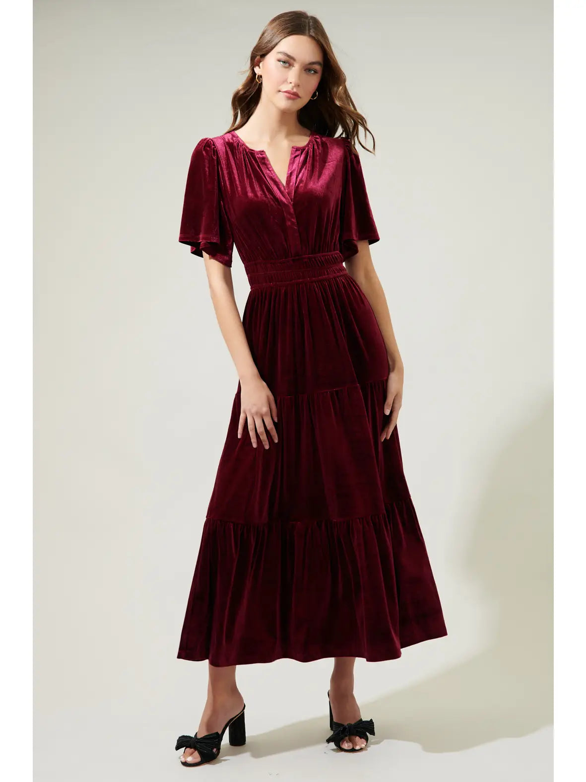 Velvet Tiered Maxi Debbie Dress