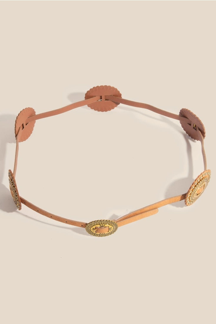 Western Concho Leather Belt