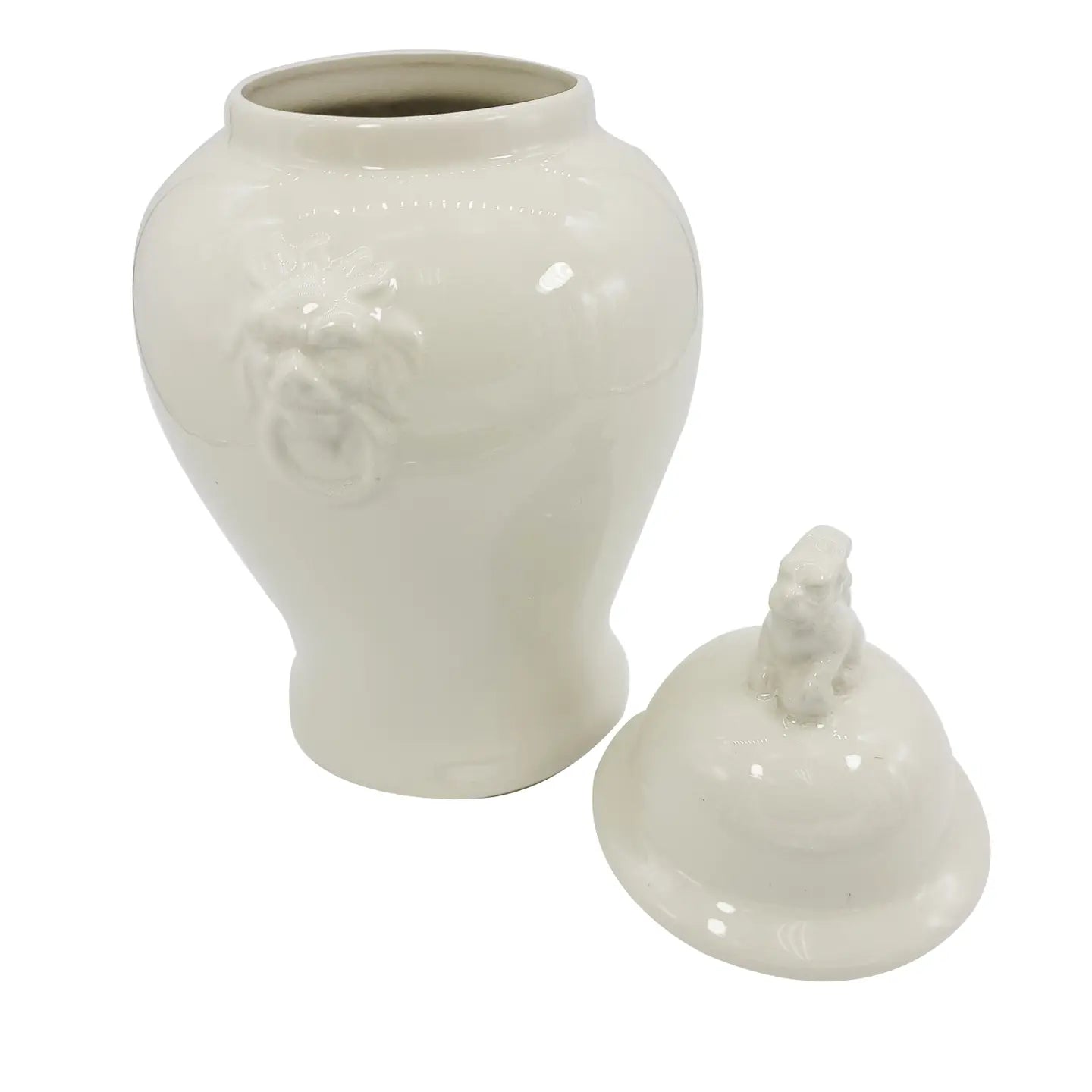 White Chinoiserie Ceramic Ginger Jar