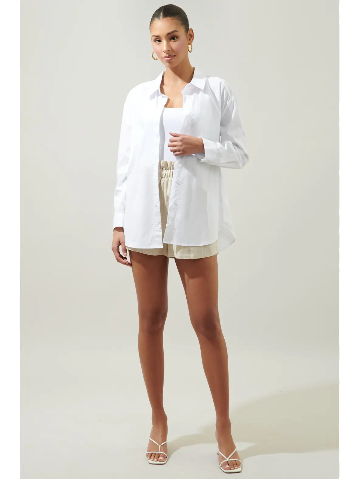 White Dream State Oversized Button Down Shirt