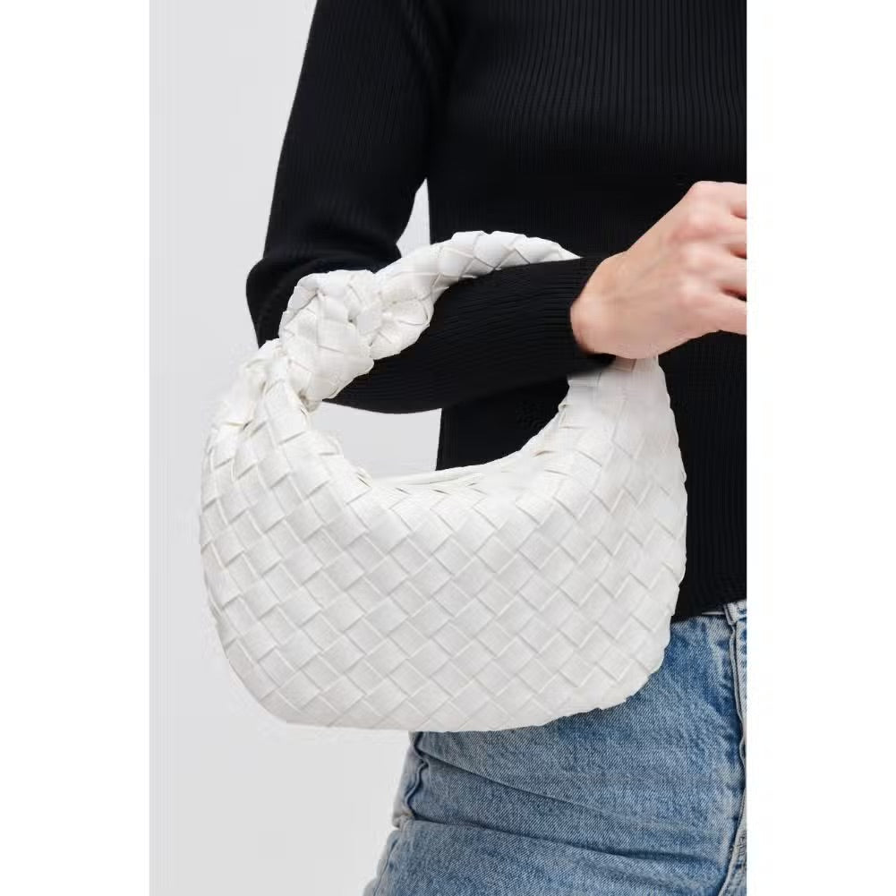 White Tracy Woven Clutch