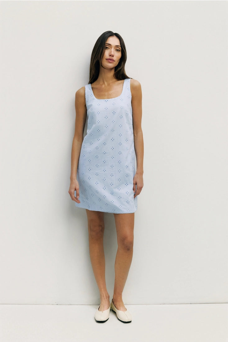 Lightest Blue Embroidered Mini Dress