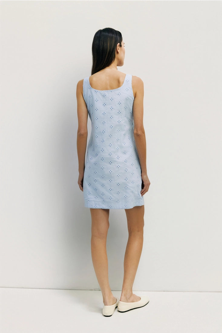 Lightest Blue Embroidered Mini Dress