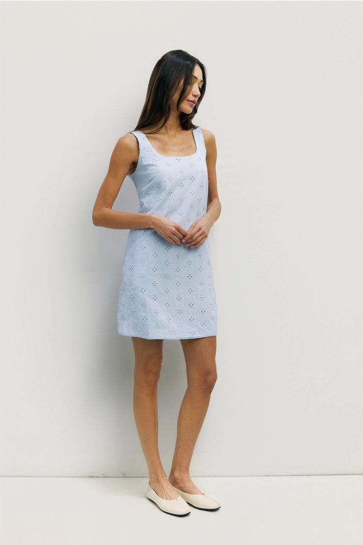 Lightest Blue Embroidered Mini Dress