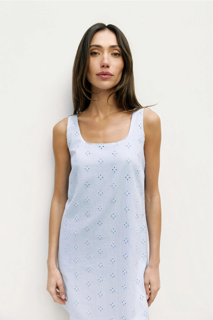 Lightest Blue Embroidered Mini Dress