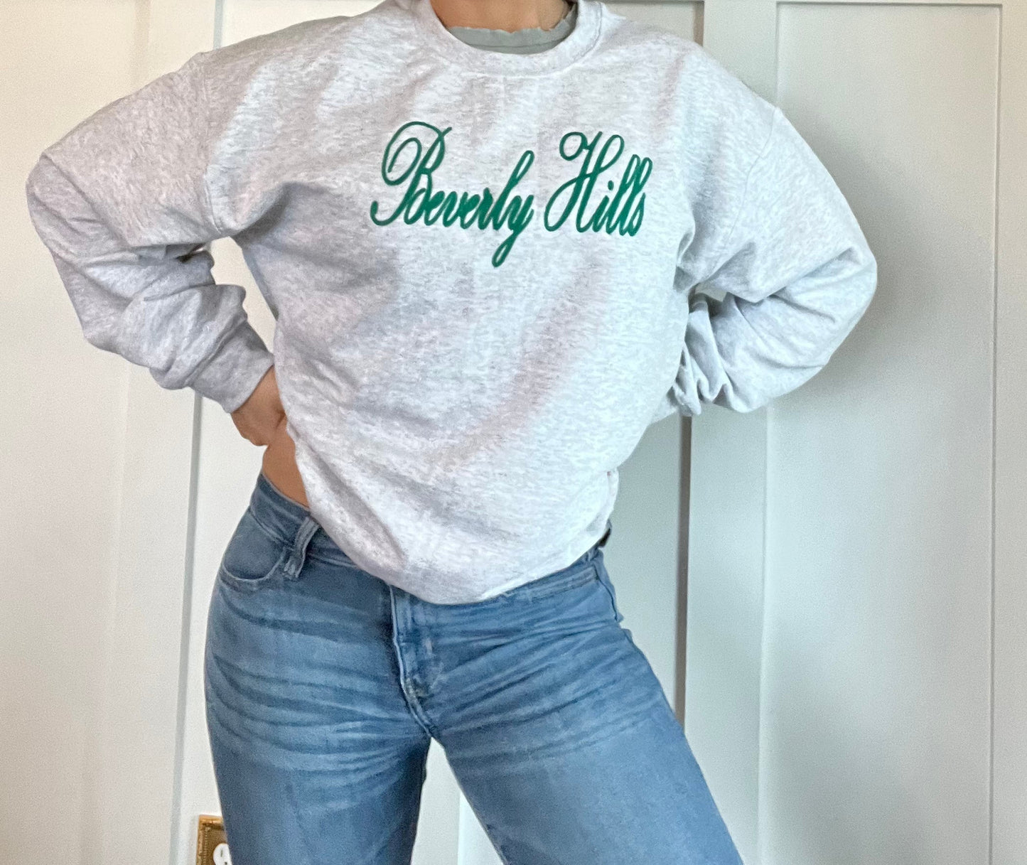 Beverly Hills Embroidered Crewneck Sweatshirt
