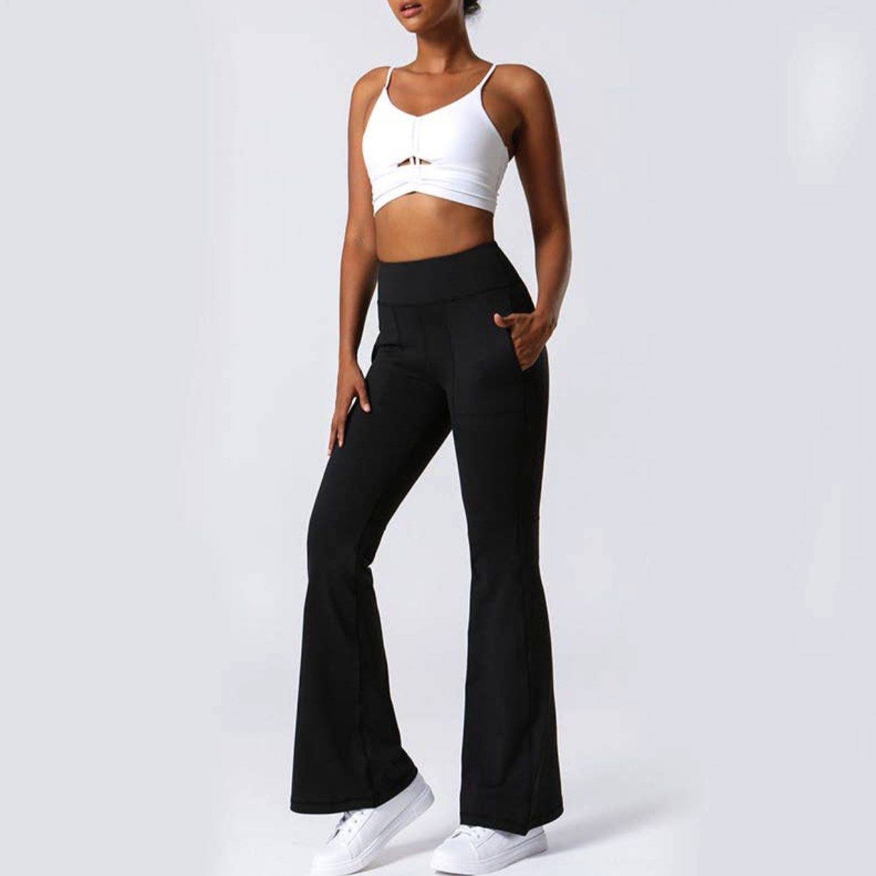 High Rise Flared Yoga Pants with Pockets