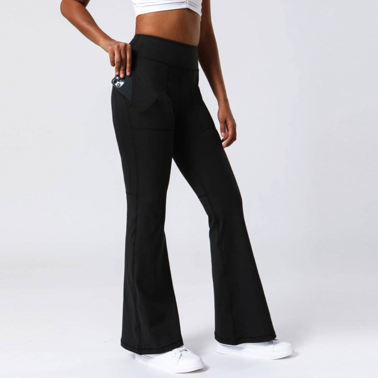 High Rise Flared Yoga Pants with Pockets