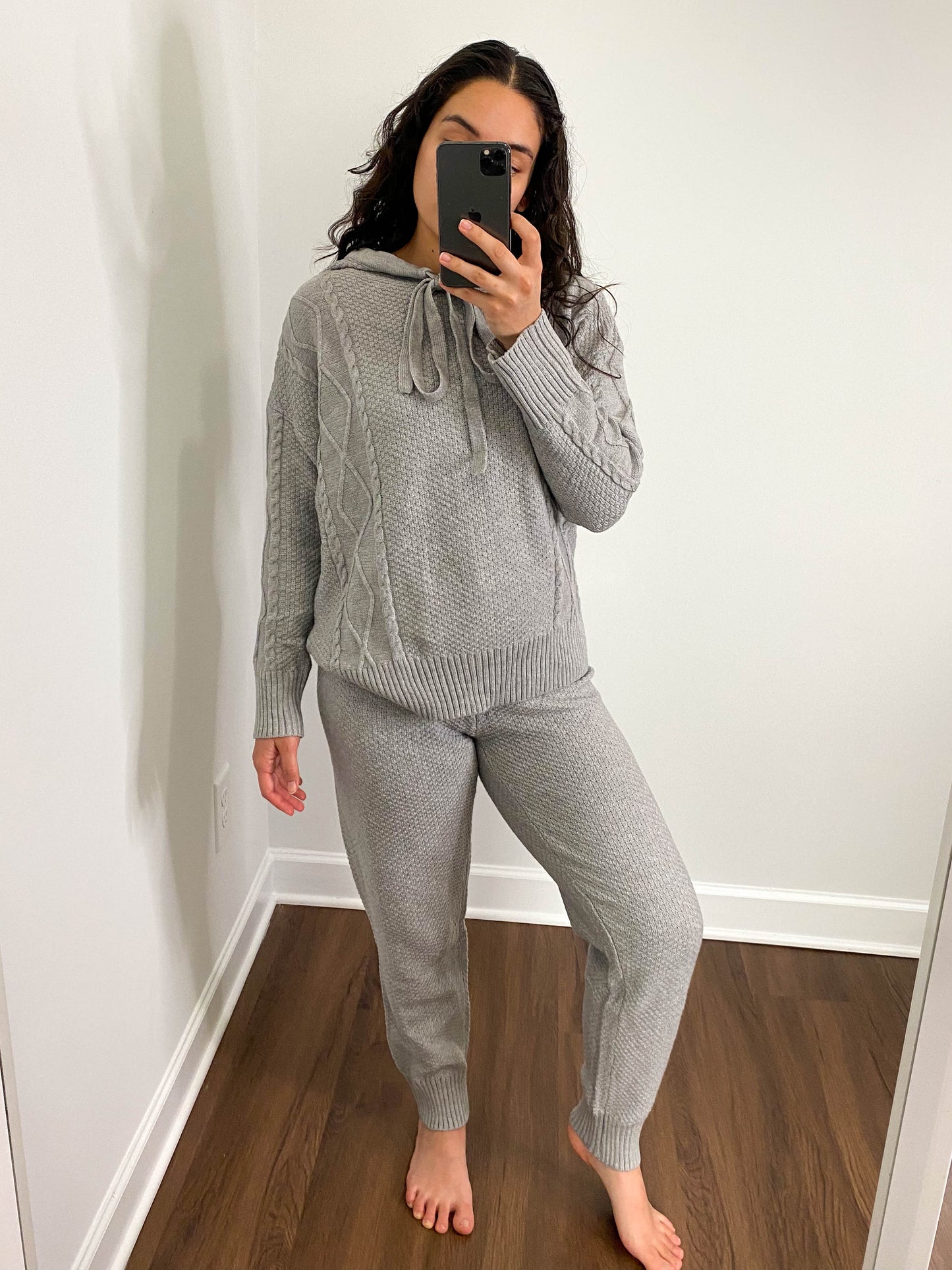 Grey Loose Fit Knitted Sweater Loungewear Set