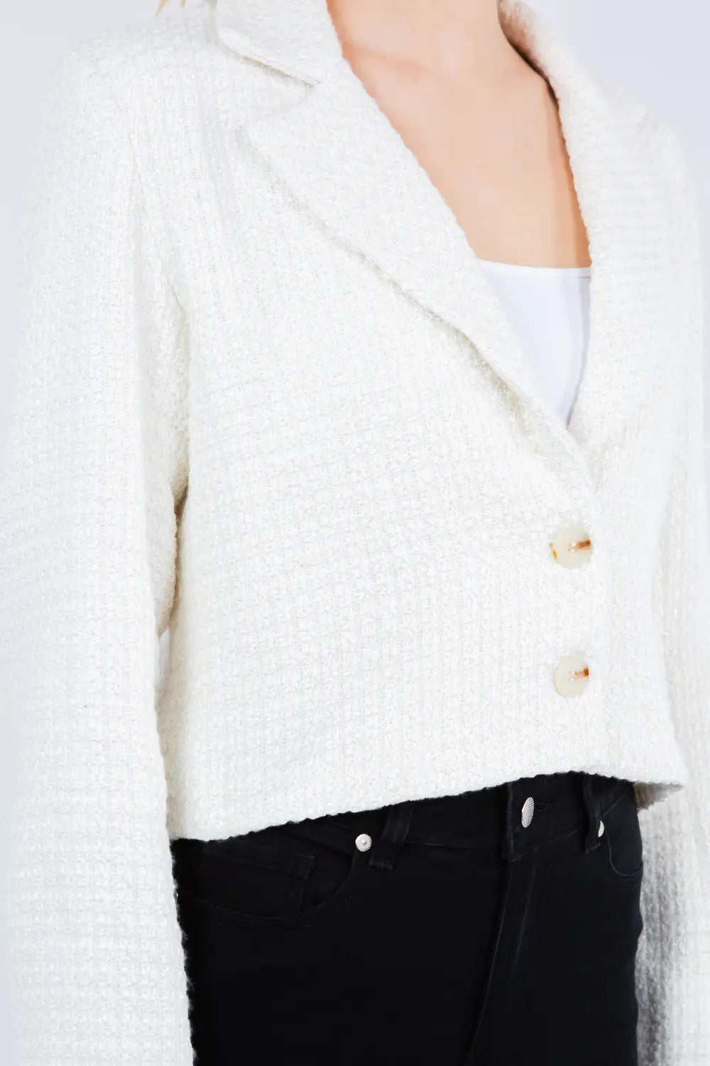 Ivory Tweed Blazer Jacket
