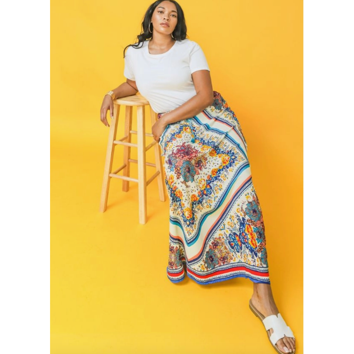 Psychedelic Curvy Fit Maxi Skirt