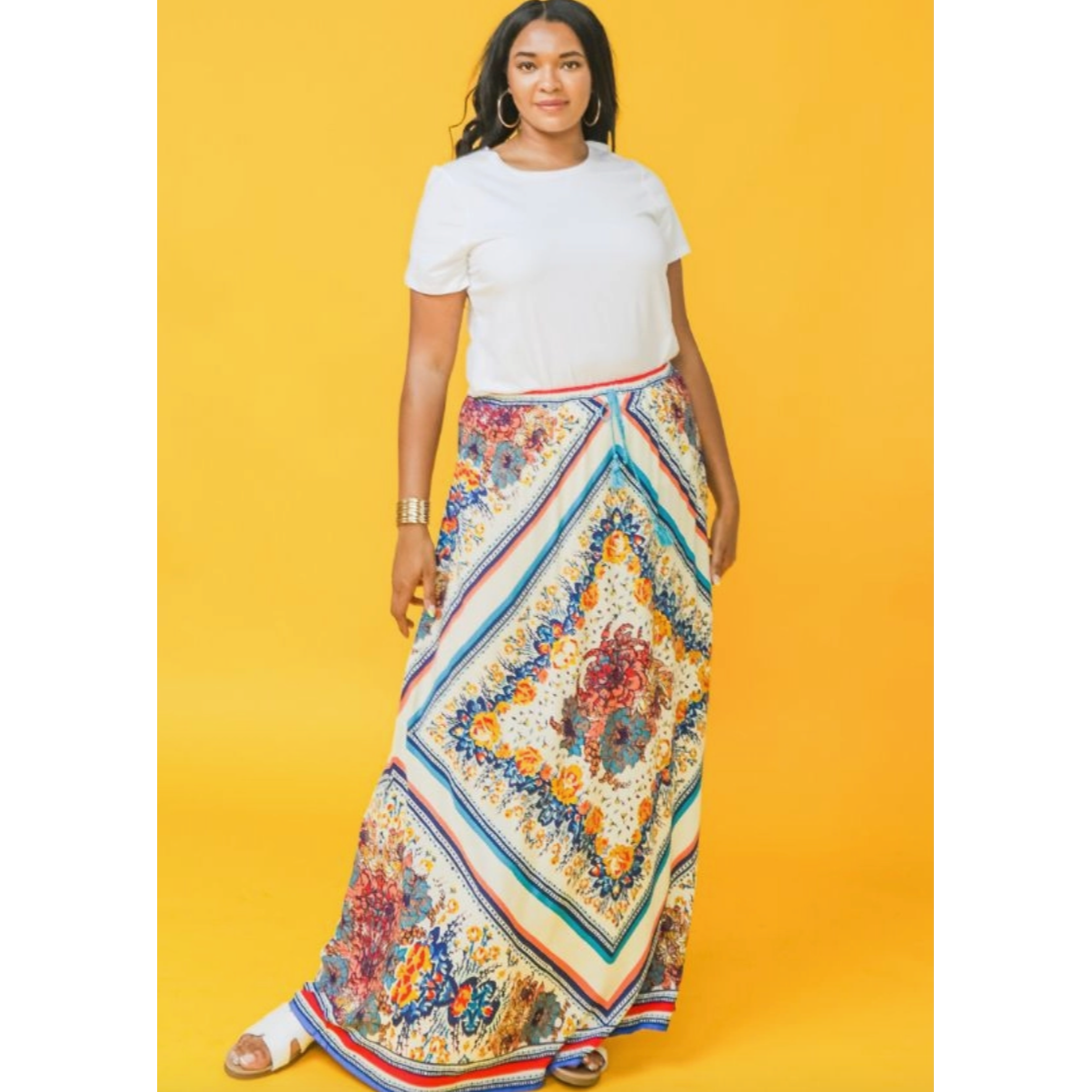 Psychedelic Curvy Fit Maxi Skirt