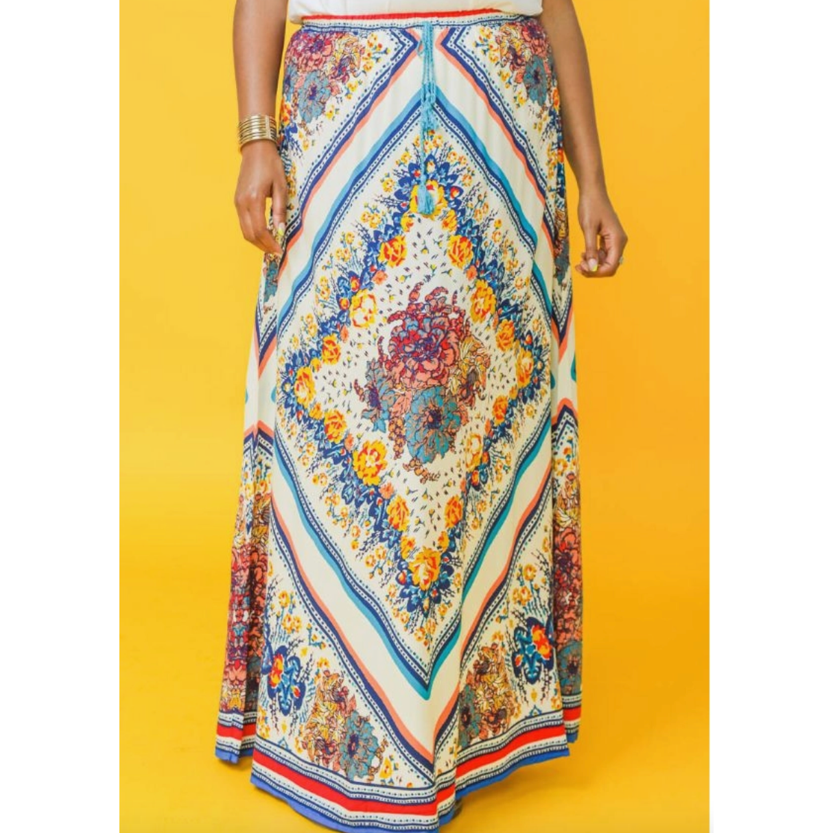 Psychedelic Curvy Fit Maxi Skirt