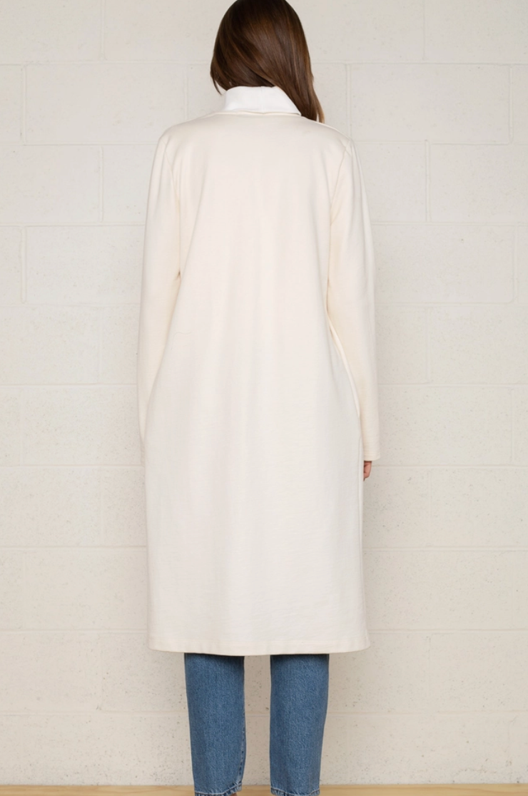 Ivory Long French Terry Curvy Fit Cardigan