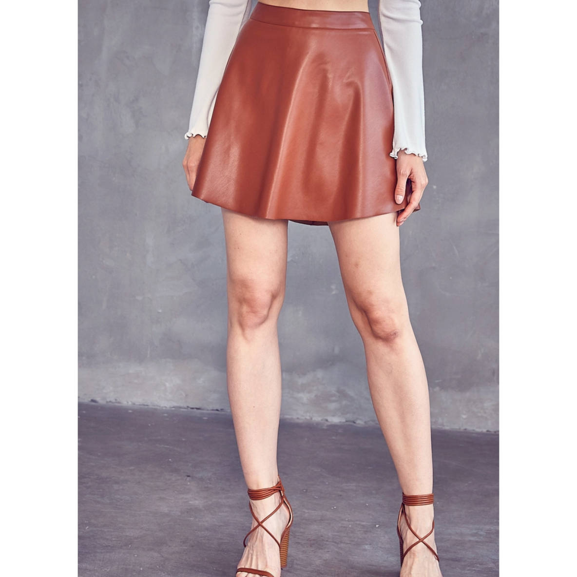 Raw Cut Vegan Leather Skirt