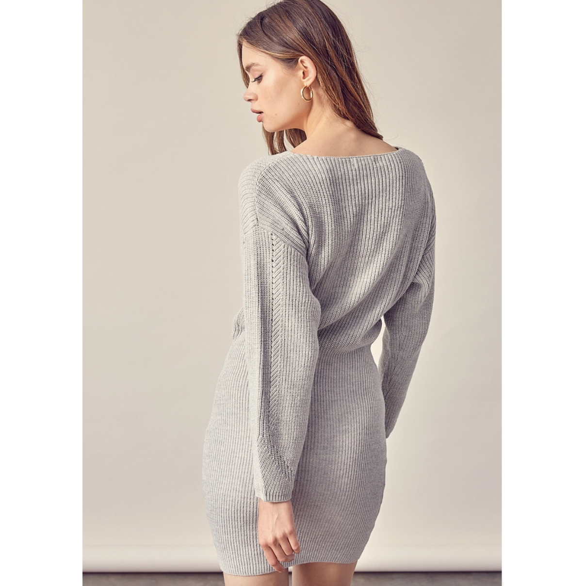 Grey Wrap Sweater Dress