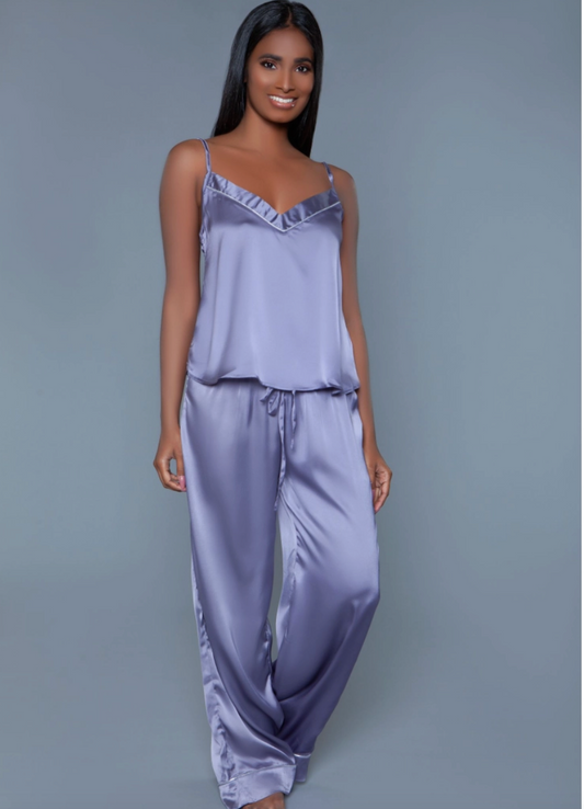 Purple Satin Pajama Set