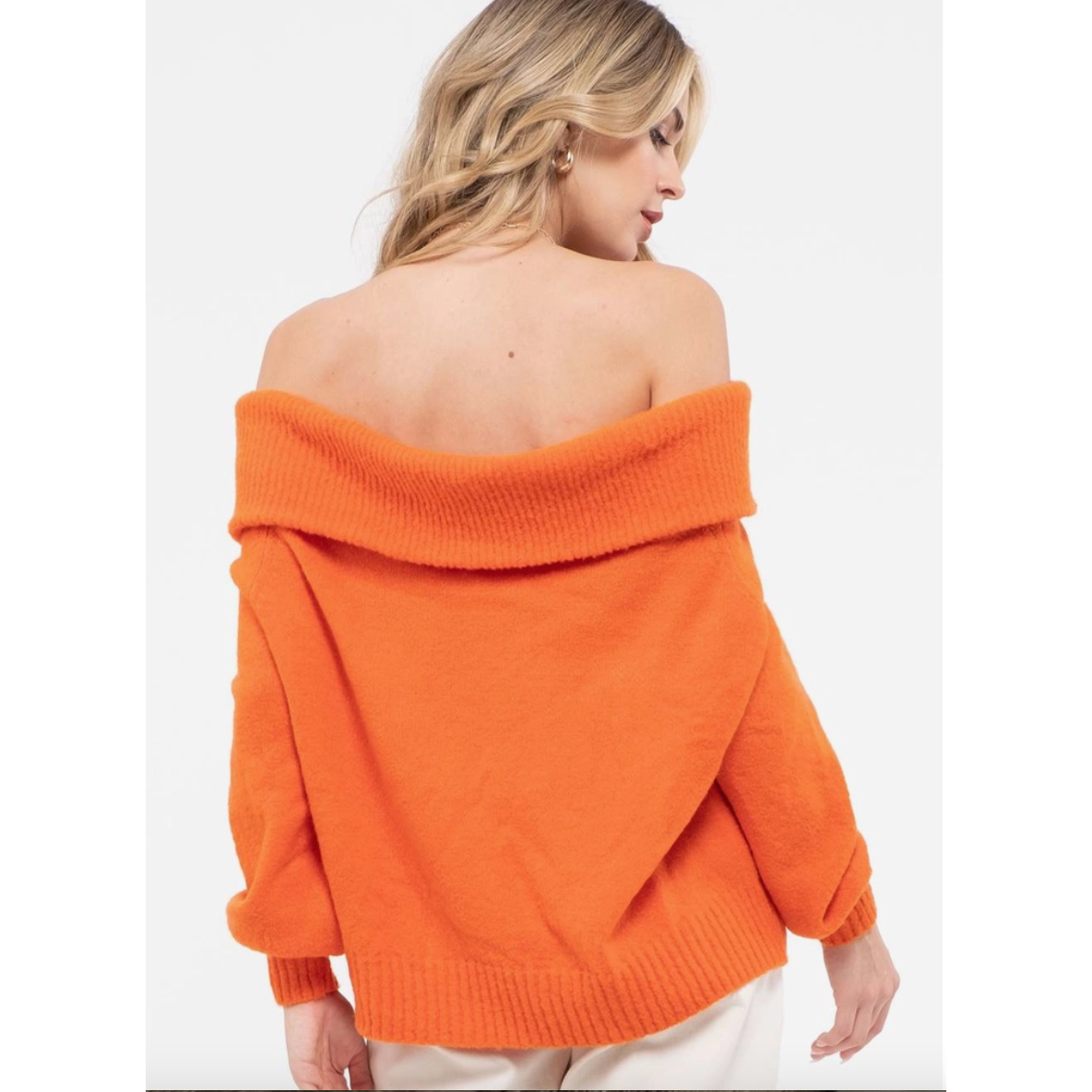 Orange Off The Shoulder Sweater