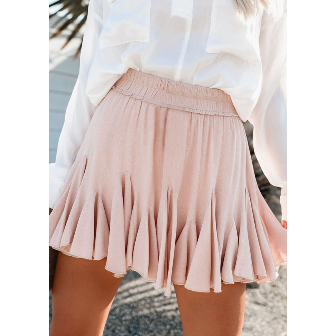 High Waisted Mini Pleated Pink Skirt