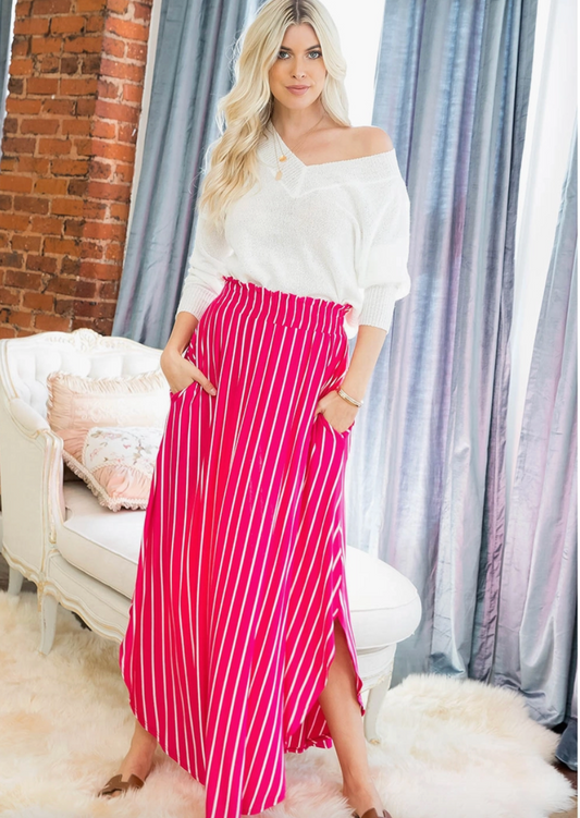 Vertical Striped Maxi Skirt