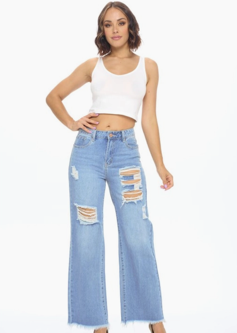 Carrie Straight Wide Leg Jeans