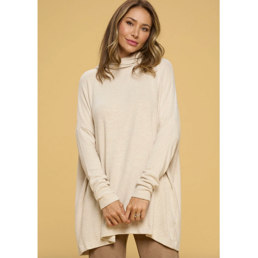 Oatmeal Long Sleeve Open Back Pullover Sweater