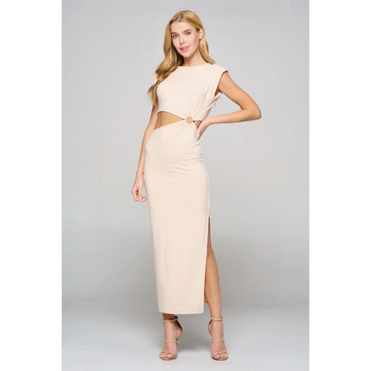 Nude Cut Out Maxi Dress