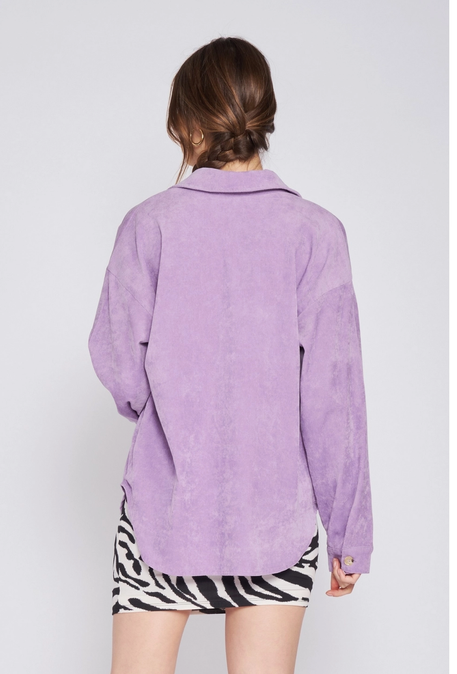 Oversized Lilac Washed Corduroy Shirt