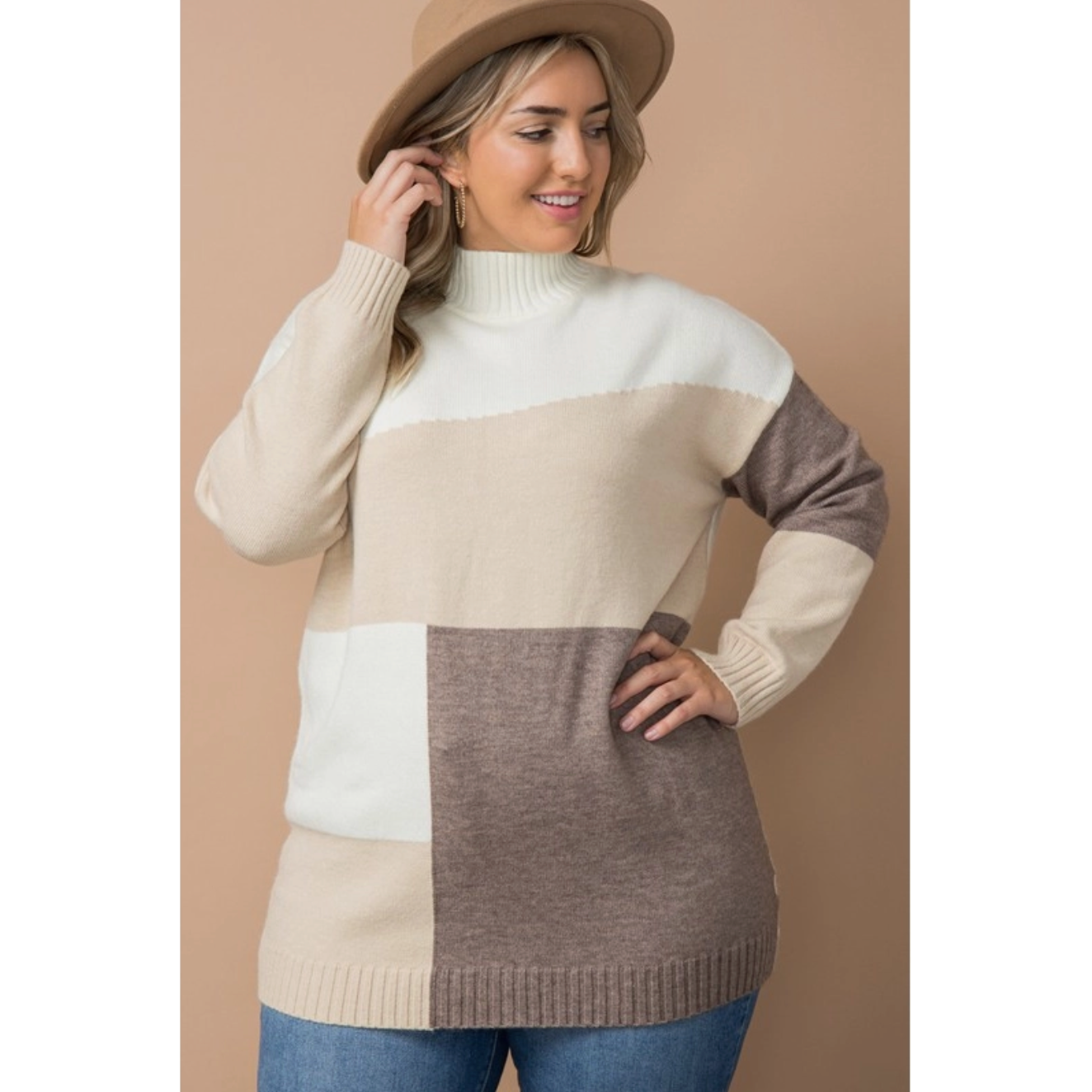 Patchwork Curvy Fit Sweater