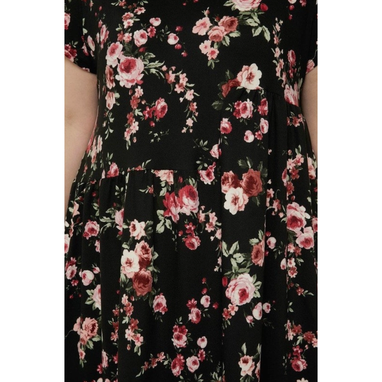 Rose & Black Curvy Fit Floral Dress