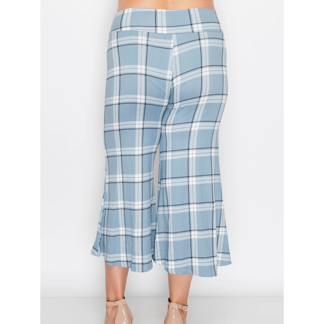 Plaid Curvy Fit Cropped Flare Pants