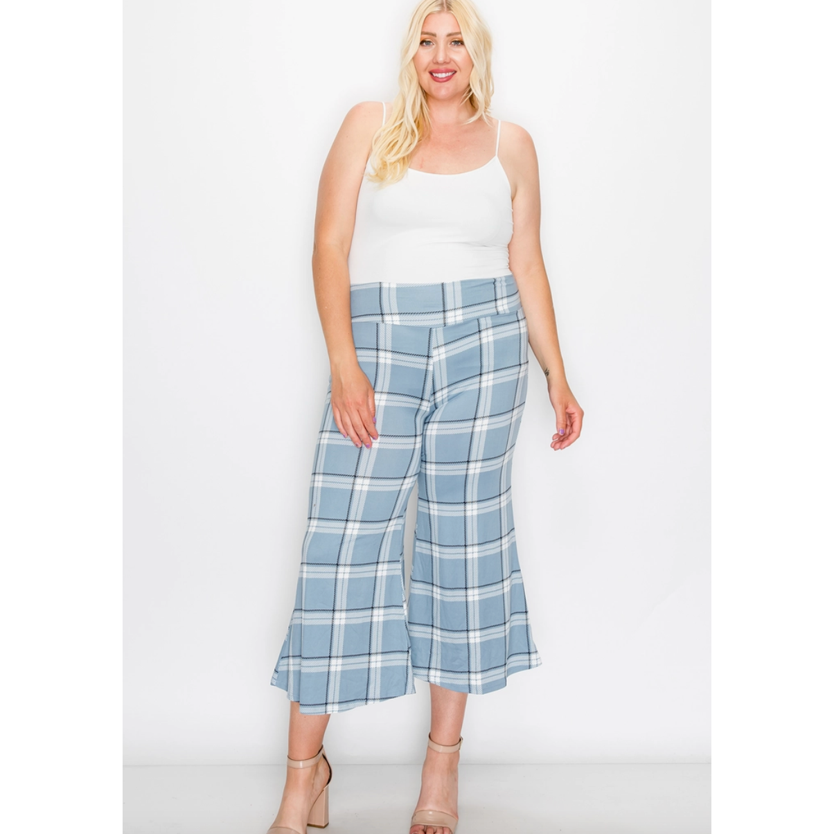 Plaid Curvy Fit Cropped Flare Pants