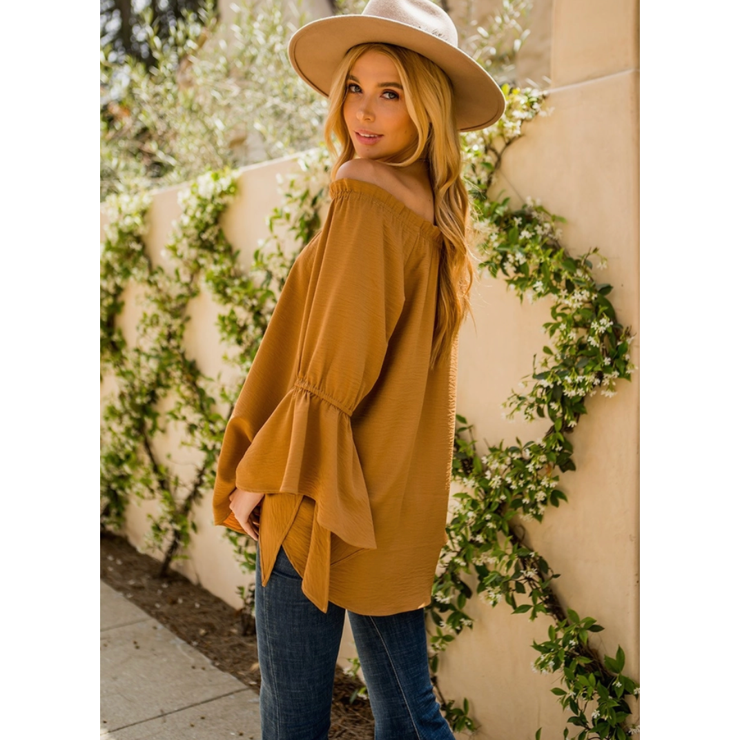 Convertible Bell Sleeve Curvy Fit Blouse