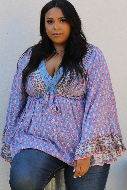 Vintage Bell Sleeve Curvy Fit Blouse