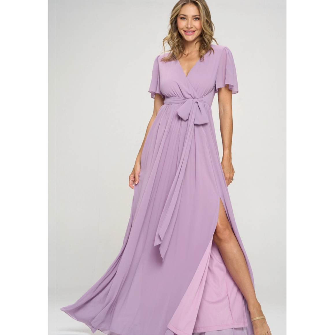 Lilac Short Sleeve Maxi Dress