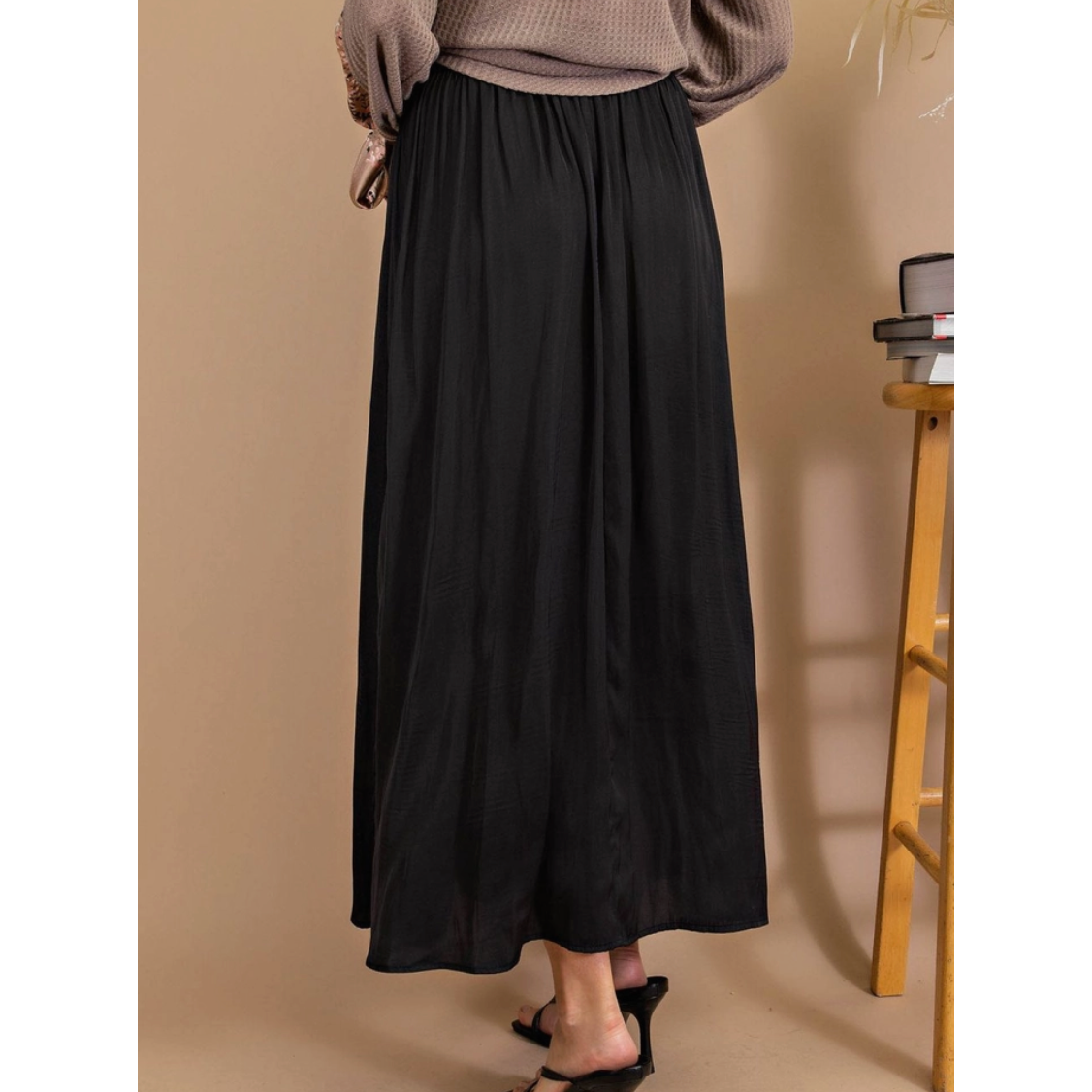 Black A-Line Skirt With Pockets