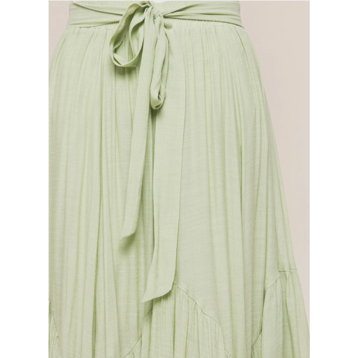 Jade Gauzy Long Tie Waist Skirt