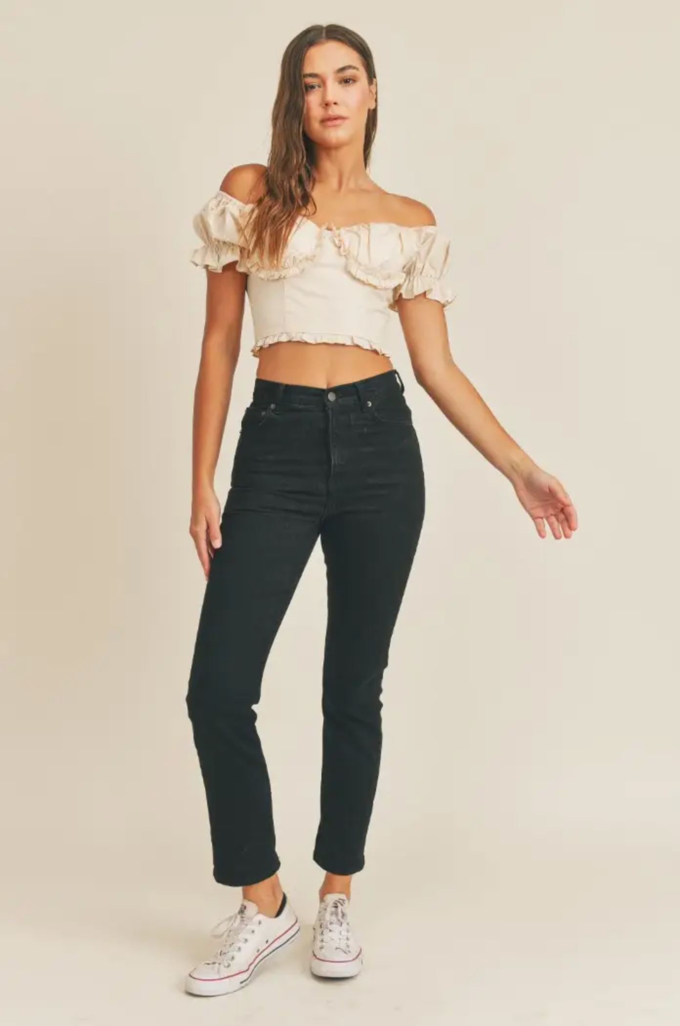 Puff Short Sleeve Ruffle Crop Top