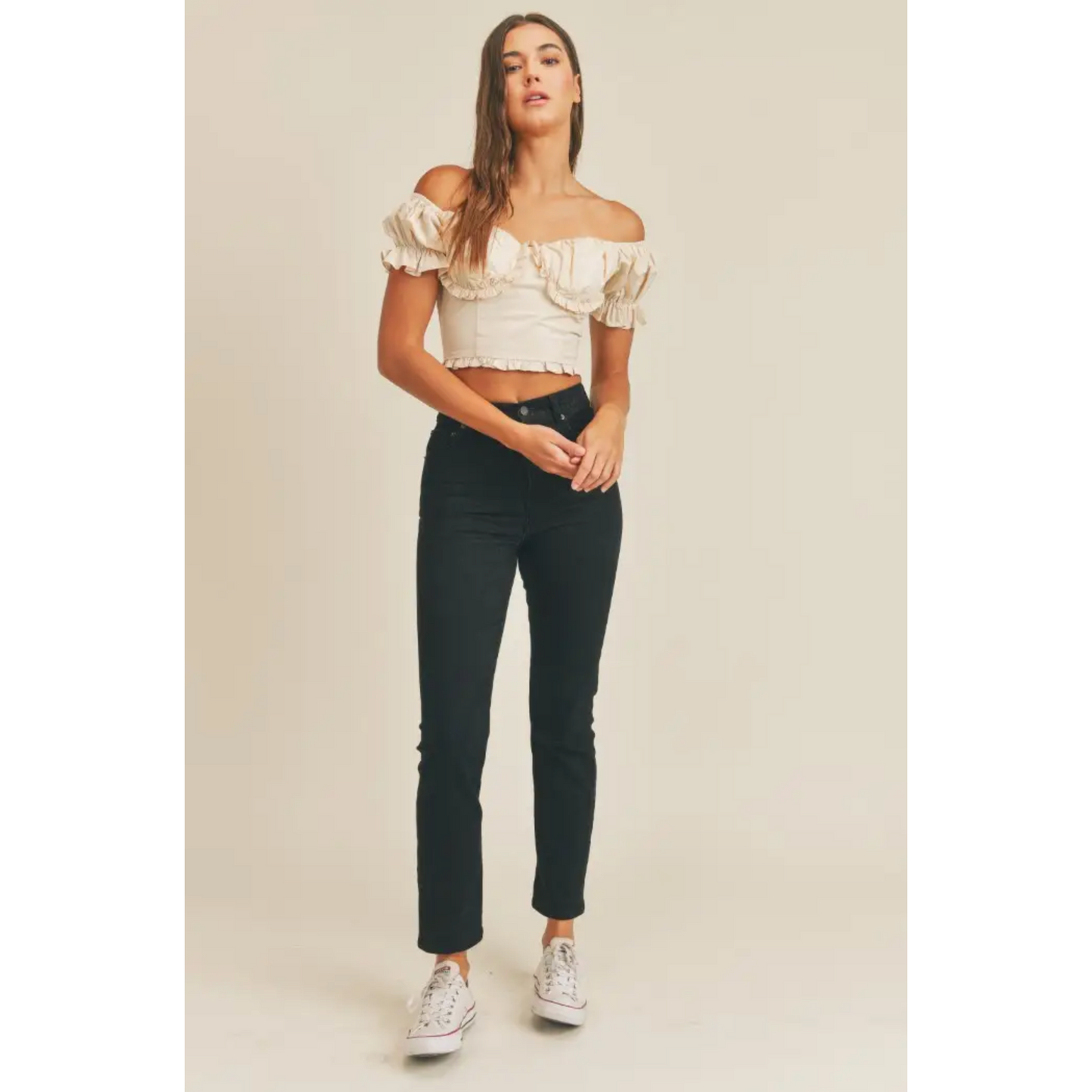 Puff Short Sleeve Ruffle Crop Top