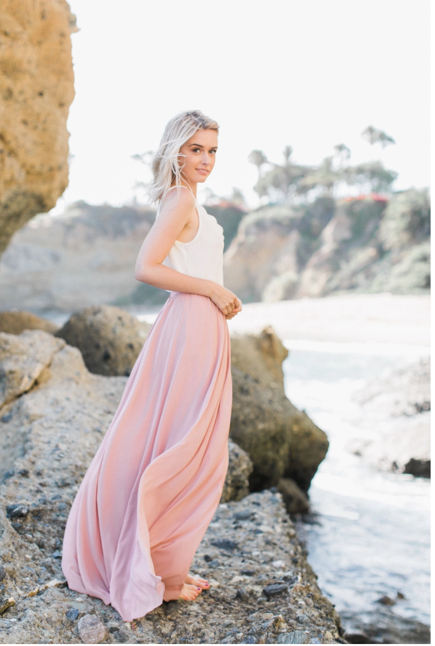 Pink Chiffon Flowy Maxi Skirt